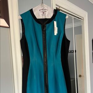 Teal and Black Midi Dress